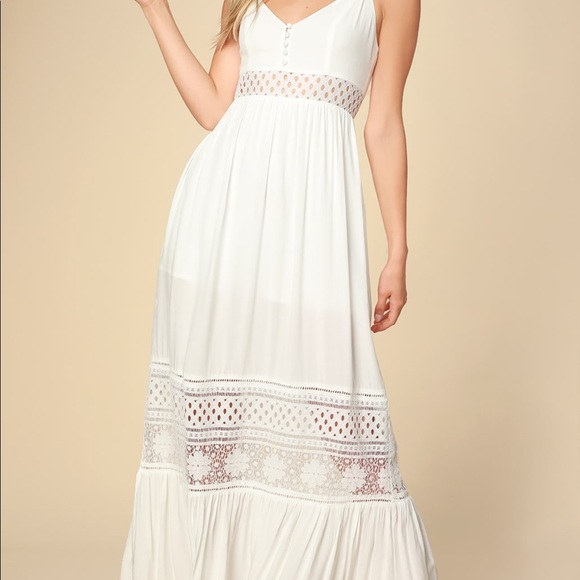 NWT! KAIA WHITE LACE SLEEVELESS MAXI DRESS - Picture 4 of 7
